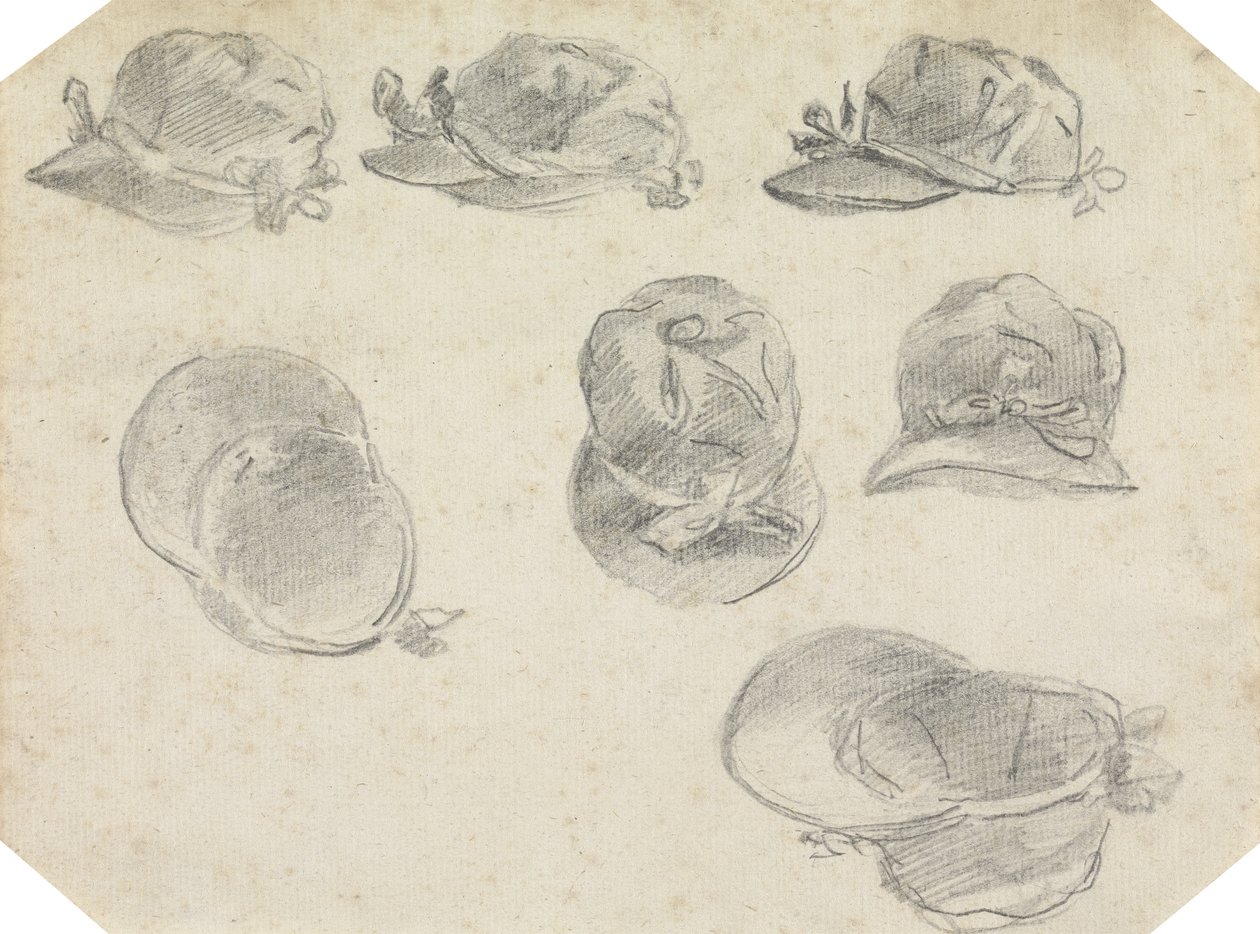 Seven Studies of Jockeys Caps (grafit på papir) af Sawrey Gilpin