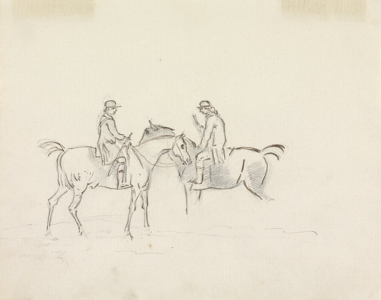 Two Riders Conversing (grafit med pen og blæk på papir) af Sawrey Gilpin