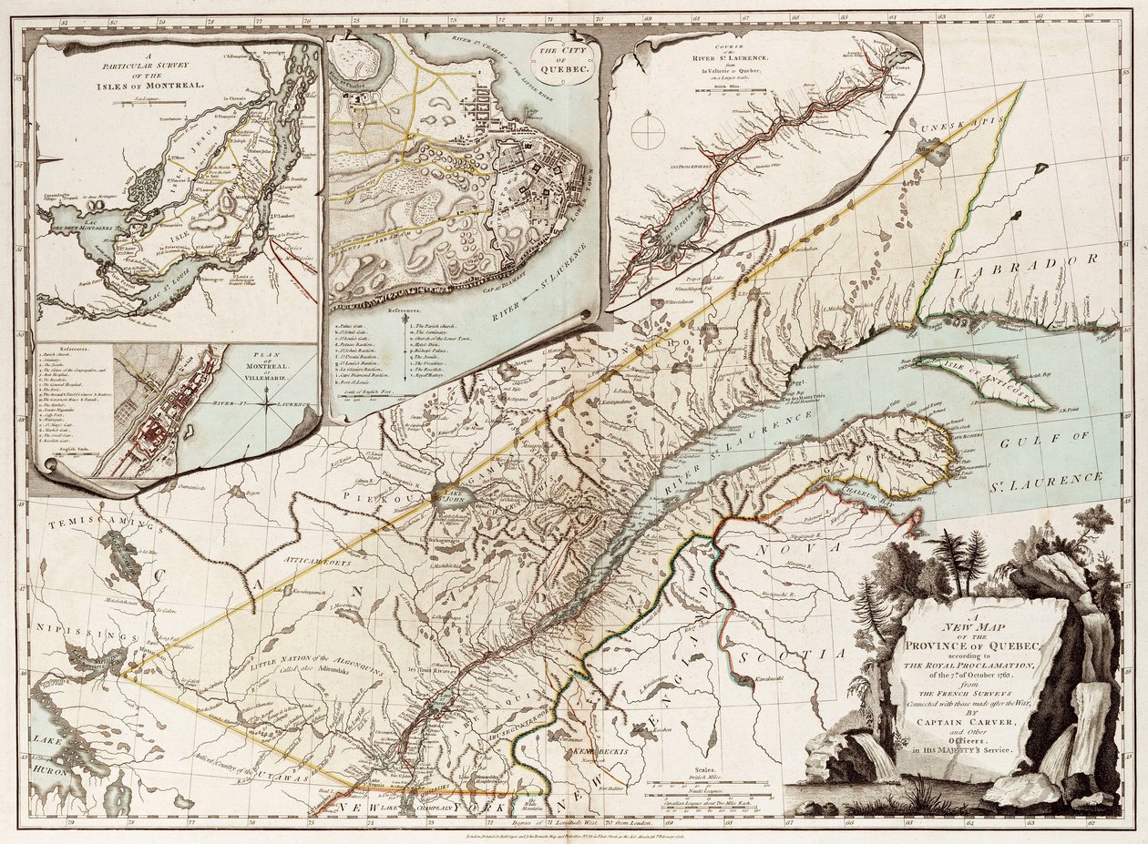 Kort over Quebec, Canada af Sayer & Bennett