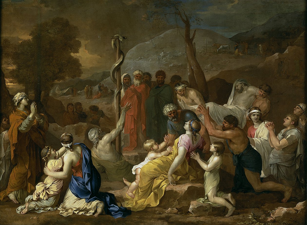 Moses og den skamløse slange, 1653-1654 af Sébastien Bourdon