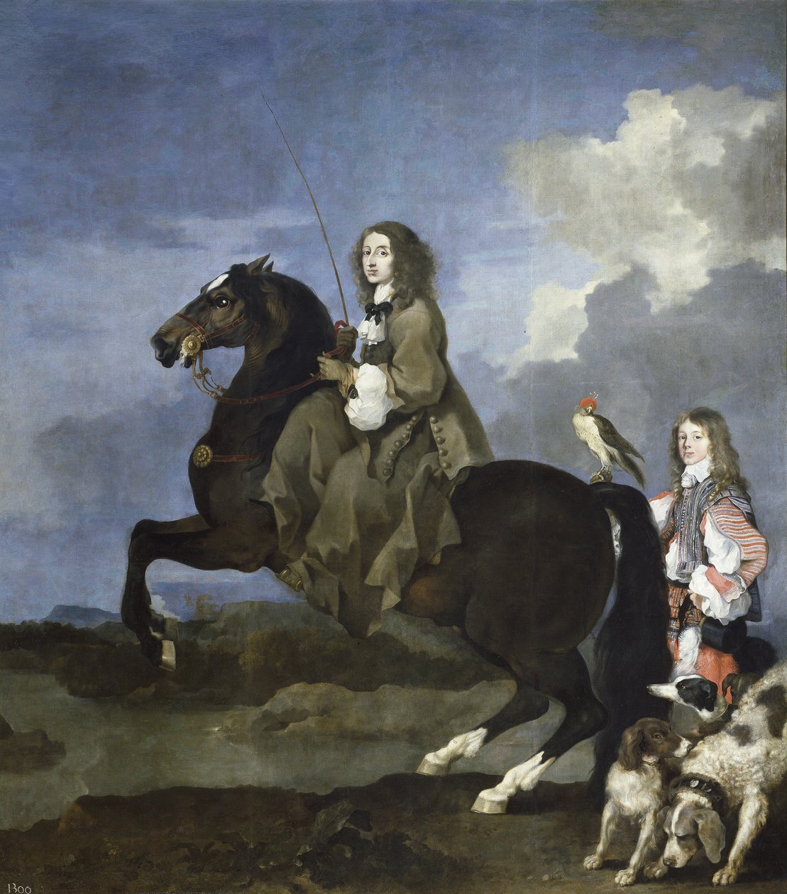 Portræt af dronning Christina af Sverige 1626-1689 til hest, 1653-1654 af Sébastien Bourdon