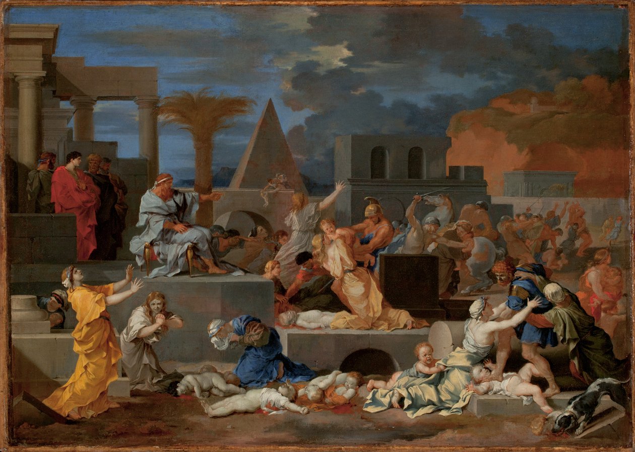 The Massacre of the Innocents (olie på lærred) af Sébastien Bourdon