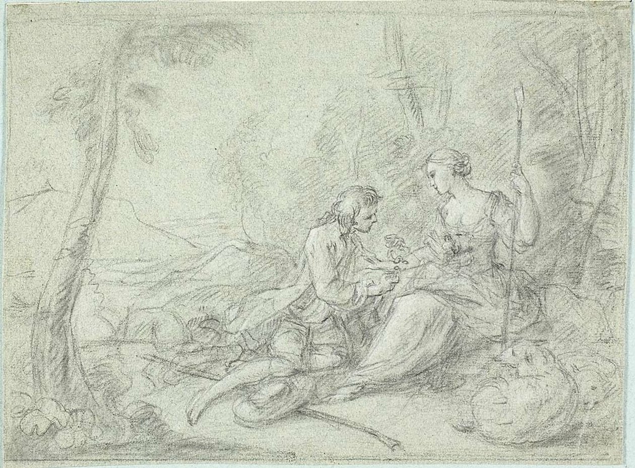 Hyrde og hyrdinde af Sébastien Le Clerc the Younger
