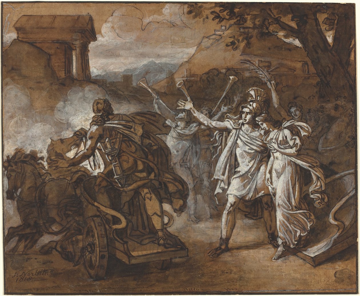 Castor og Pollux redder Helen af Sébastien Louis Guillaume Norblin de la Gourdaine