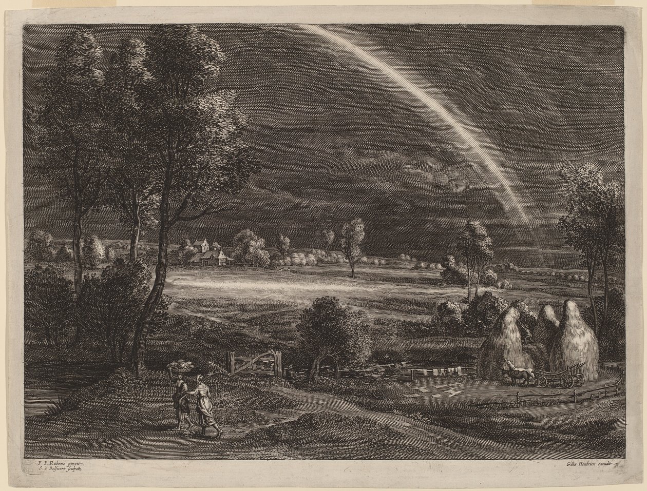 Landskab med en stor regnbue af Schelte Adams Bolswert after Sir Peter Paul Rubens