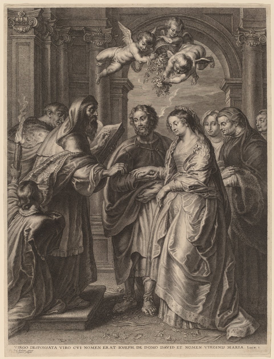 Jomfruens ægteskab af Schelte Adams Bolswert after Sir Peter Paul Rubens