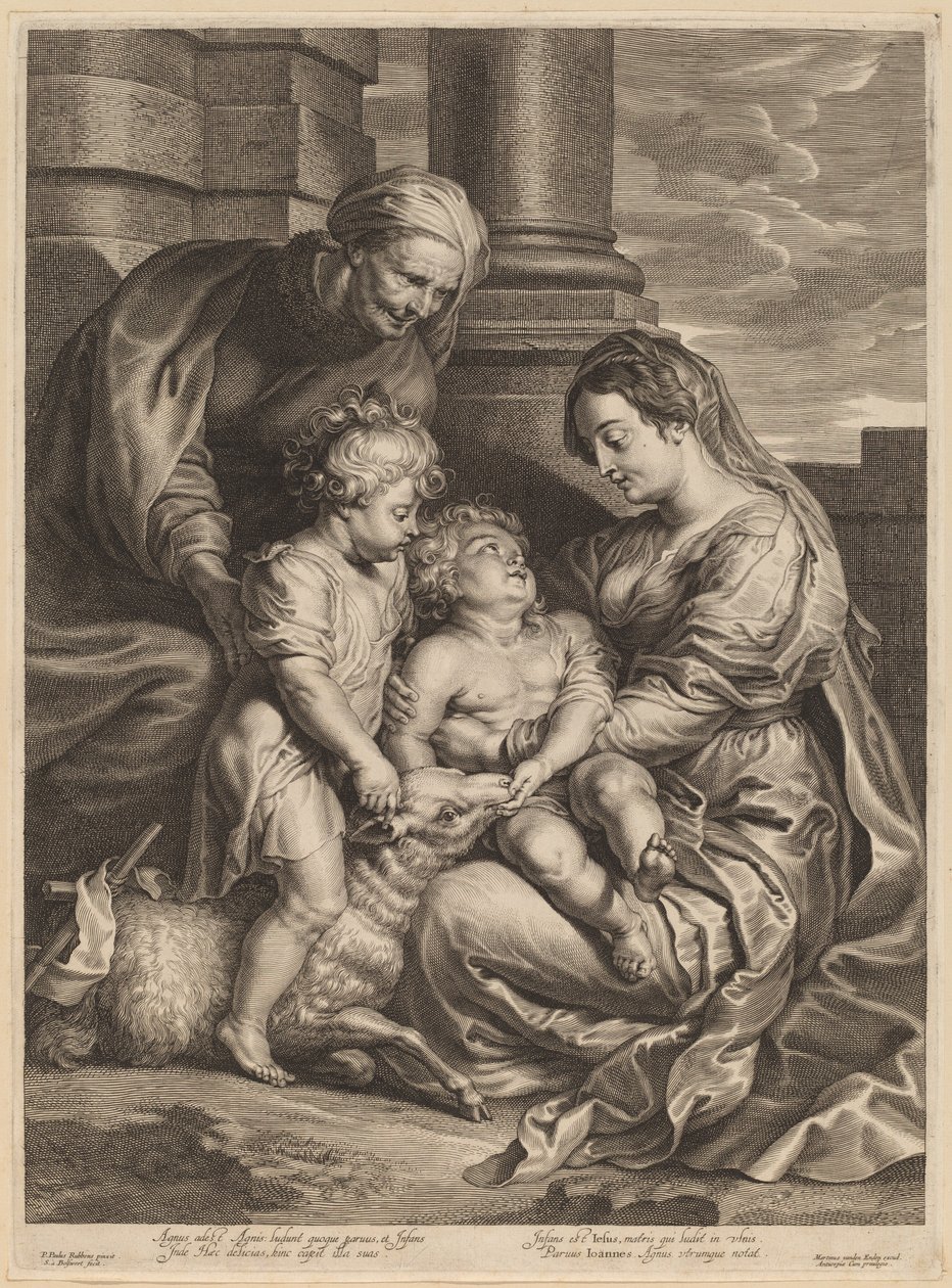 Jomfruen og barnet med Sankt Anne og Sankt Johannes af Schelte Adams Bolswert, after Sir Peter Paul Rubens