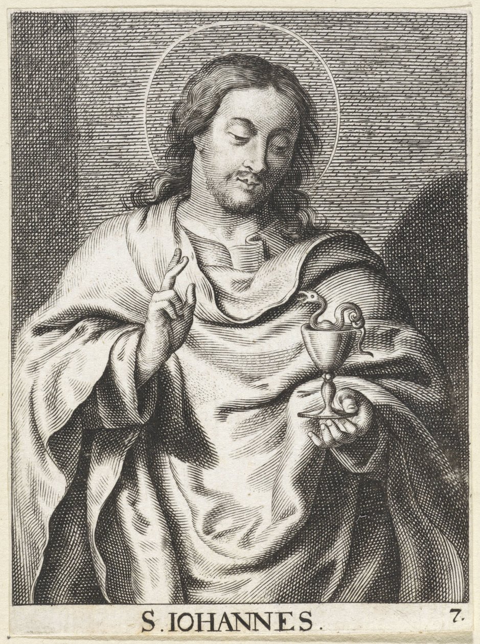 Sankt Johannes Evangelisten S. Johannes (titel på objekt) Kristus, Maria og apostlene (serietitel) af Schelte Adamsz. Bolswert (possibly)