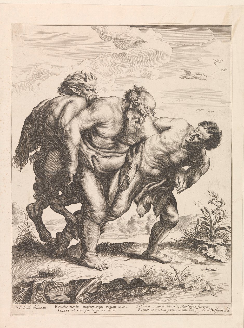 Dronken Silenus af Schelte Adamsz. Bolswert