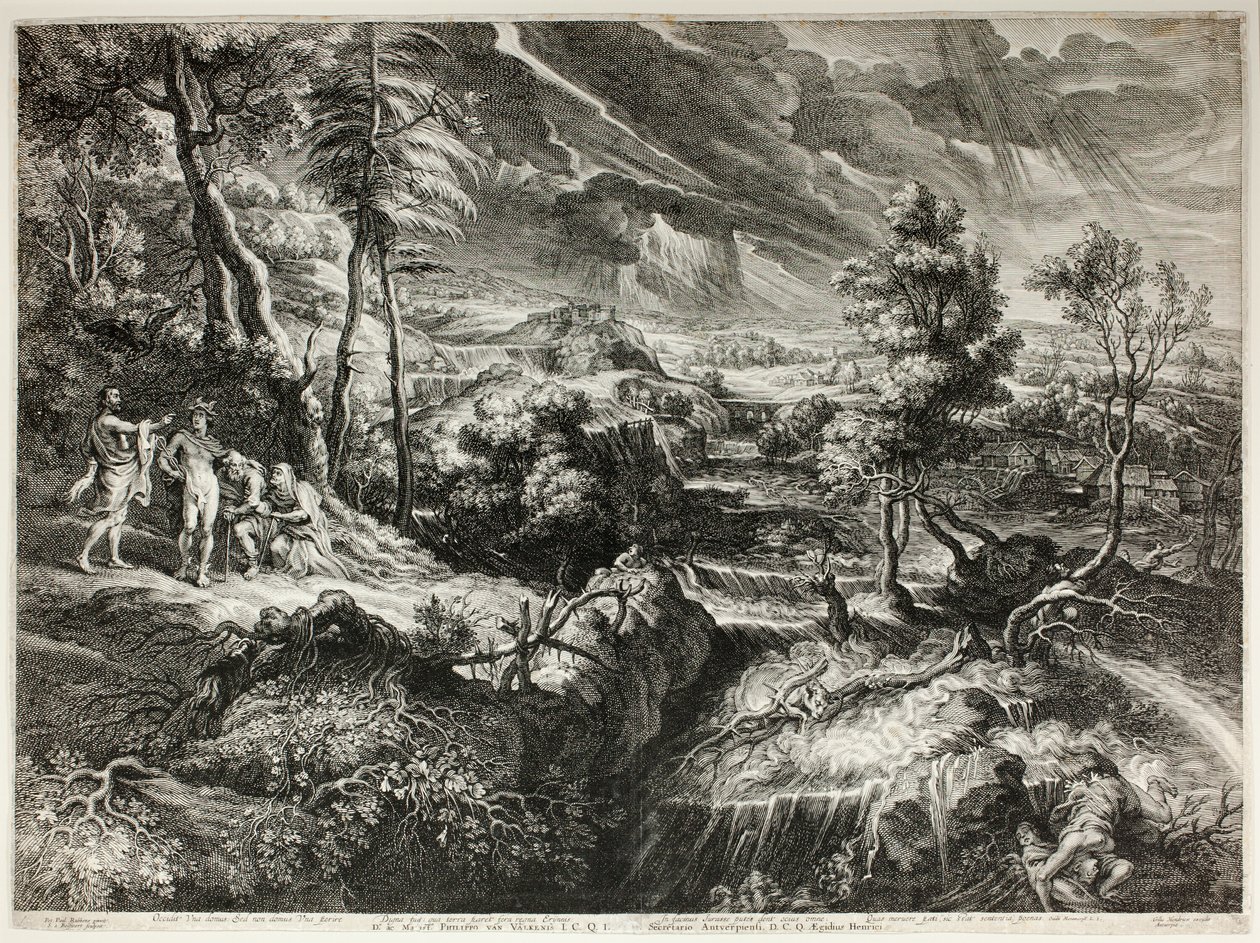 Landskab med Philemon og Baucis, fra Store Landskaber af Schelte Adamsz. Bolswert