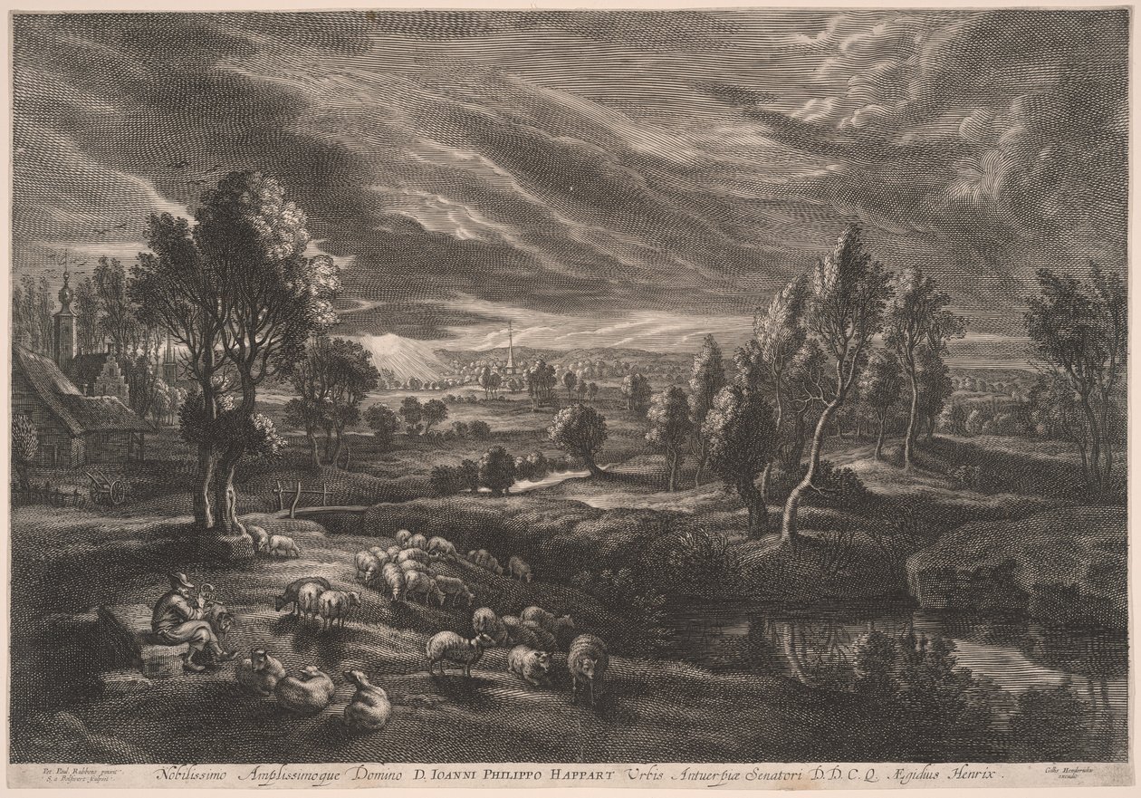 Landskab med får, fra De små landskaber af Schelte Adamsz. Bolswert