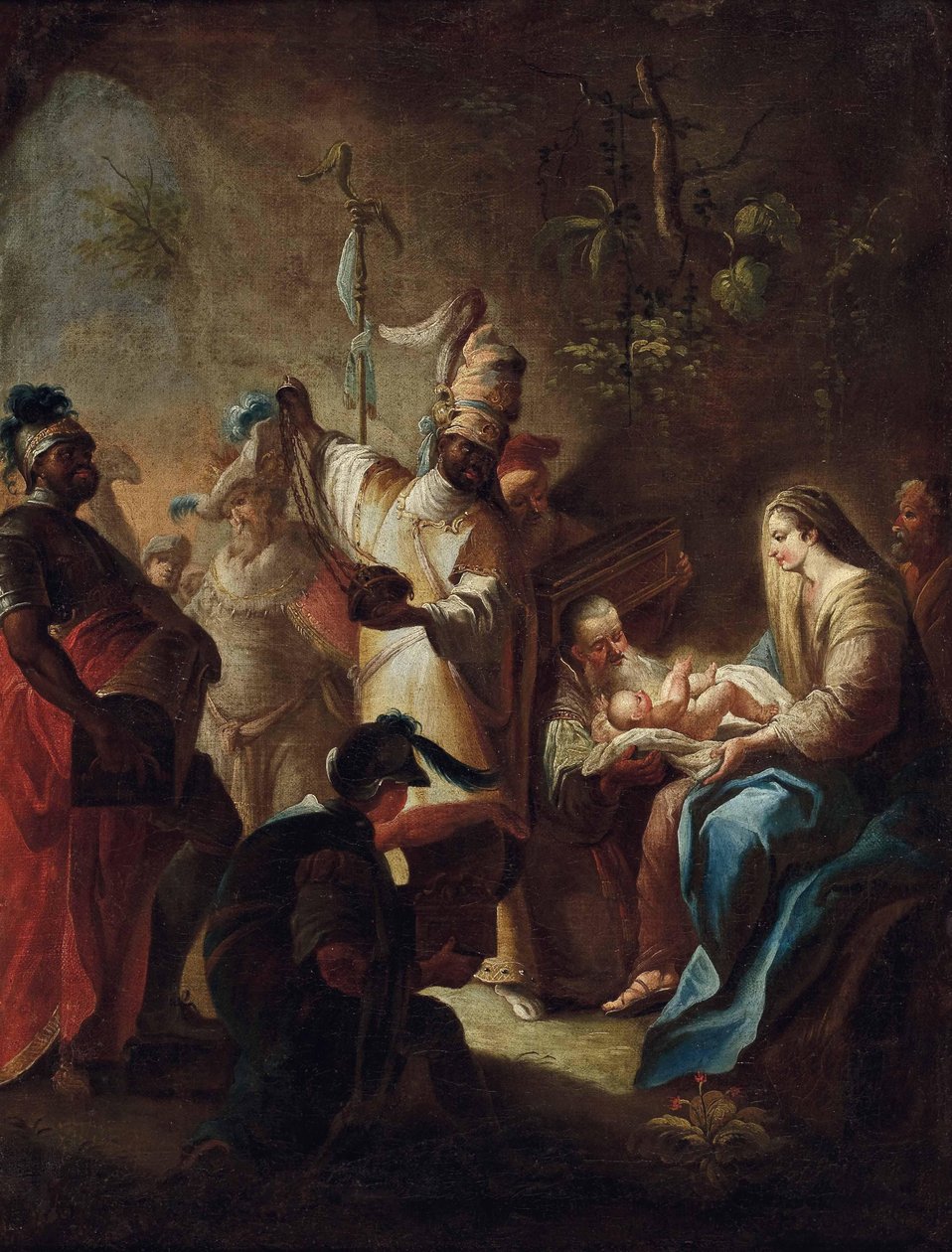 De tre konger ærer Jesusbarnet af School of Johann Evangelist Holzer