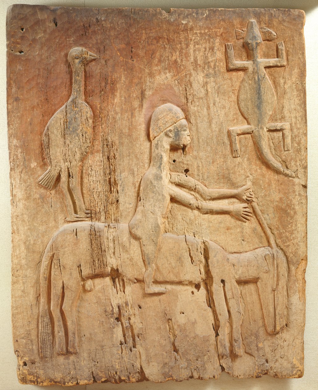 Dør med et relief forestillende en rytter, Baule Population, fra Elfenbenskysten af School African