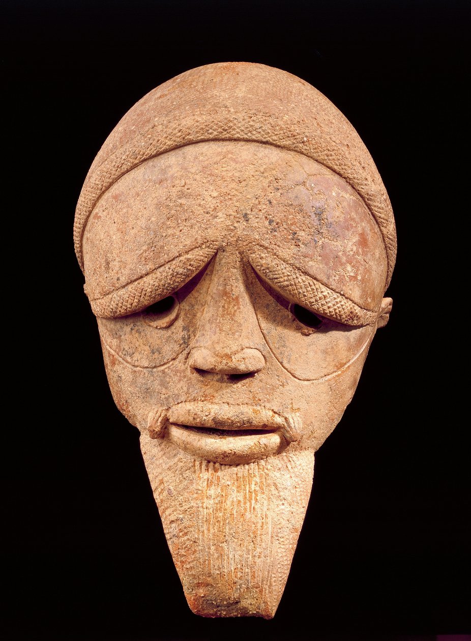 Terracotta skulptur af mandligt hoved, Sokoto, Nigeria, 6.-2. århundrede f.Kr af School African