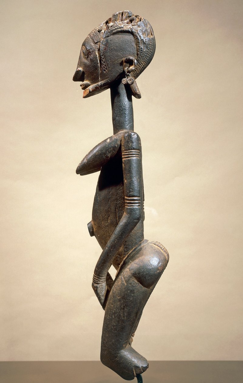 Træ- og metalskulptur, af Master of slanting eyes, højde 59 cm, Dogon stammekunst Mali af School African