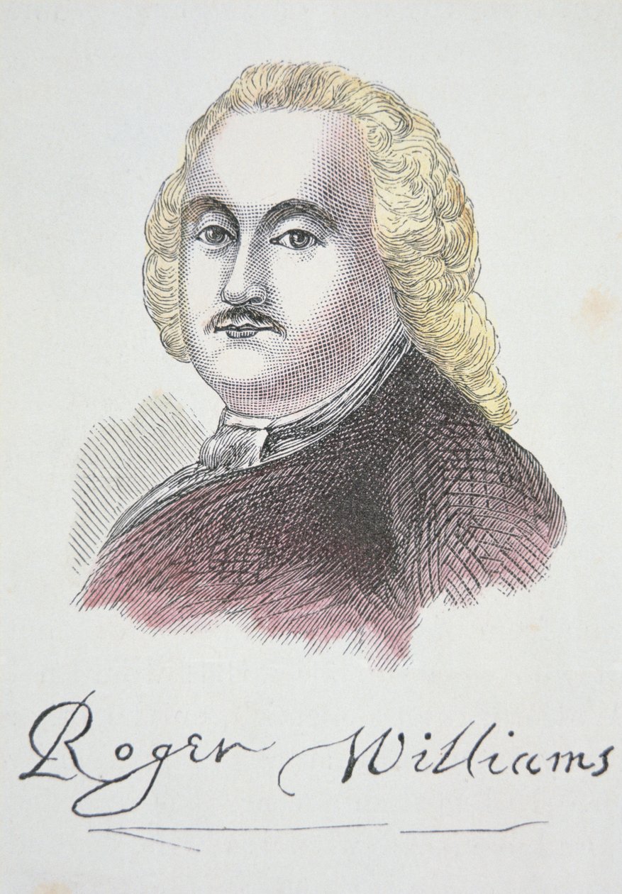 Roger Williams (farve litho) af School American