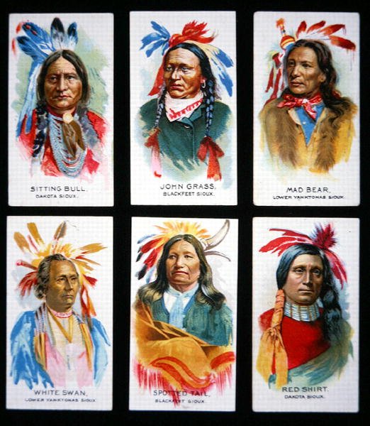 Seks bemærkelsesværdige Sioux-ledere (farve litho) af School American