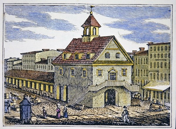 The Old Court House of Philadelphia (farve litho) af School American