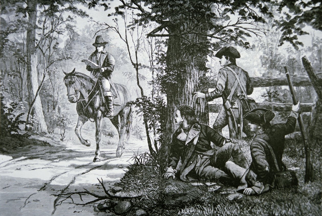 Tilfangetagelsen af major John Andre (litho) af School American