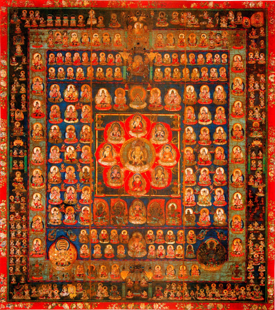 Buddhisme: mandala taizokai (Garbhadhatu) sagt om matrixens verden - Anonym gouache på silke, 8.-9. århundrede Dim 187x164,3 cm To-Ji Kyoto, Japan af School Asian