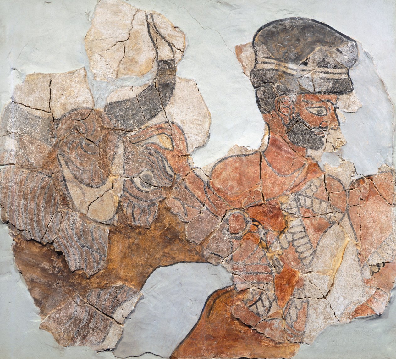 Kalkmaleri, der skildrer ofring fra Mari (nu Tell Hariri) arkæologiske sted, Syrien, af School Assyrian
