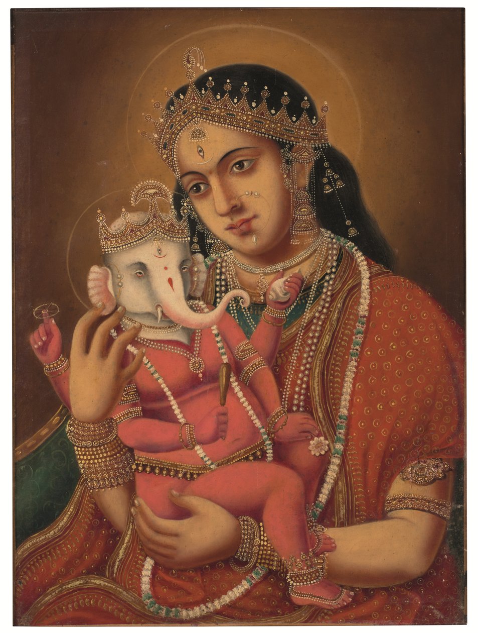 Uden titel (Ganesh Janani), ca. slutningen af det 19. århundrede (olie på lærred) af School Bengali