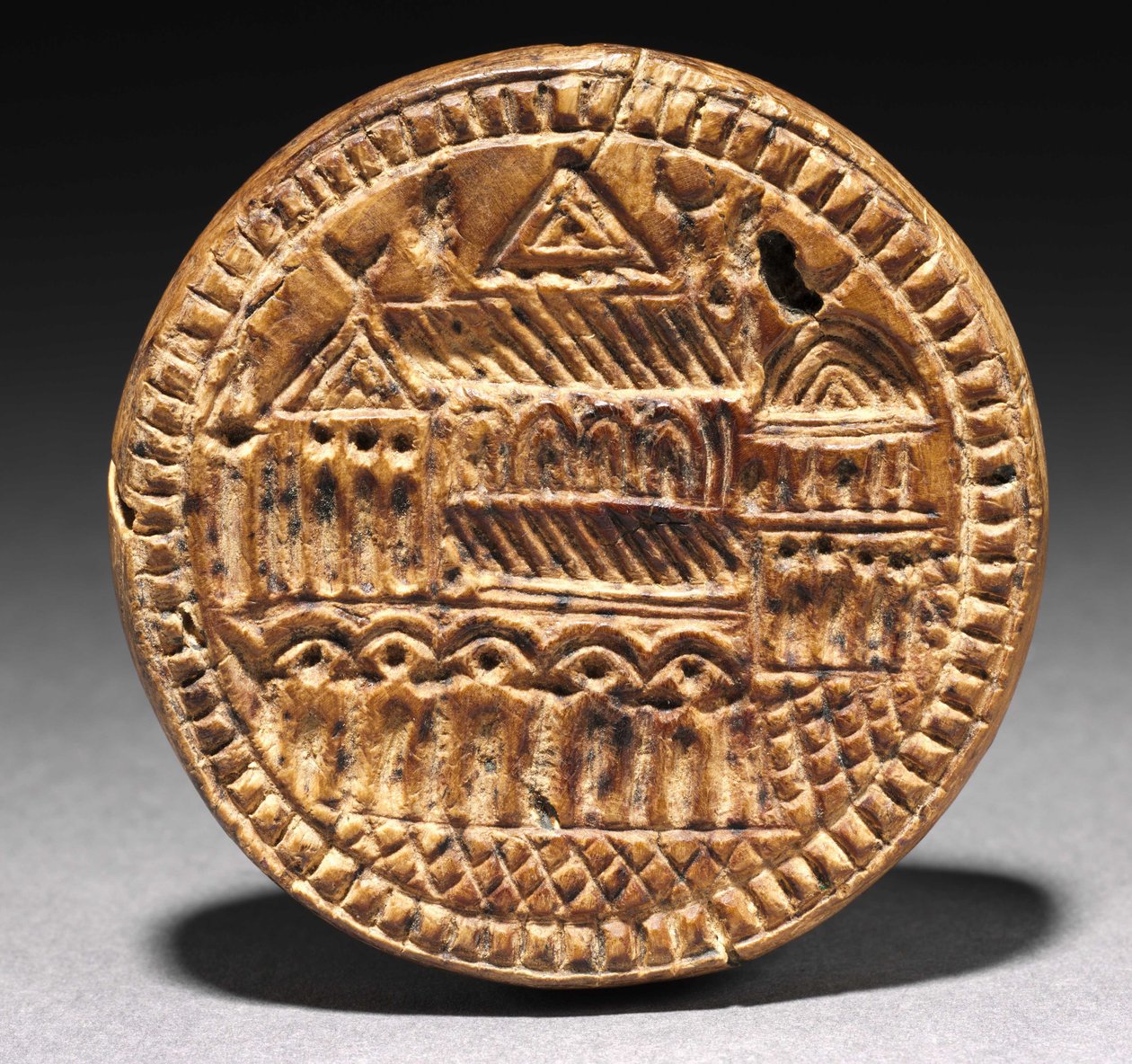 Form til et Eulogia (velsignelse) brød, 600-900-tallet (træ) af School Byzantine