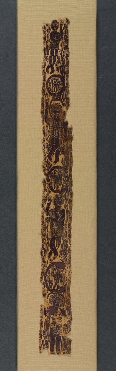 Ornamental skulderbånd fra en tunika, 600-650 (tæppevæv med supplerende skudindpakning, ufarvet hør og farvet uld) af School Byzantine
