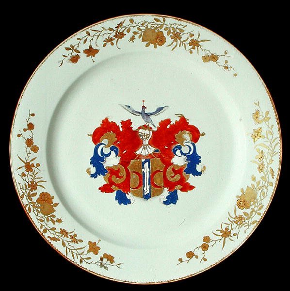 En kinesisk Imari porcelænsoplader med våben fra Valckenier af Amsterdam, ca. 1750 (porcelæn) af School Chinese