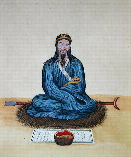 En angrende Bonze, ca. 1785 (akvarel på papir) af School Chinese