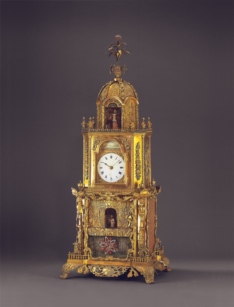 Et meget sjældent ormolu, indsat musikalsk automatbordur, sandsynligvis Guangzhou, ca. 1790 af School Chinese