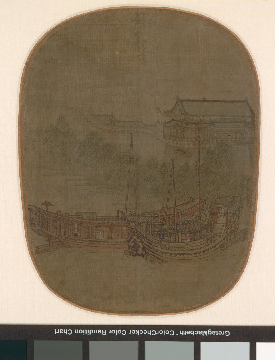 Både ved Anchor, Southern Song Dynasty, ca. 1150-1200 (blæk og farve på silke) af School Chinese