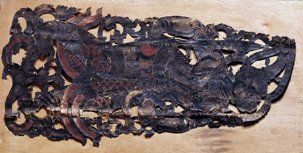 Kinesisk kunst: okselæder skåret til spil af kinesiske skygger under teaterforestillinger fra Nang-æraen. Paris, Guimet Museum, Asian Arts Museum af School Chinese