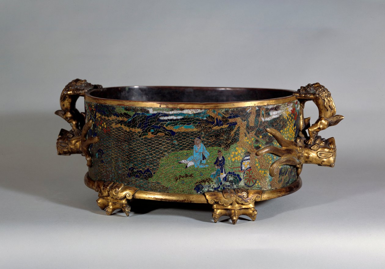 Kinesisk kunst: pot cache i cloisonne e-mail. 1500-tallets Paris, dekorativ kunst af School Chinese