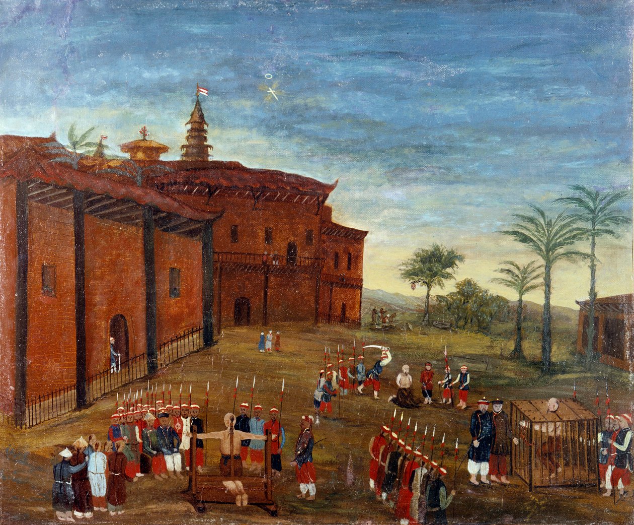 Kinesisk kunst: scener med tortur og tortur af fanger. Maleri fra det 19. århundrede - kinesisk kunst: scener med tortur og henrettelser af fanger. Maleri af det 19. århundrede. Louvre-museet, Paris af School Chinese