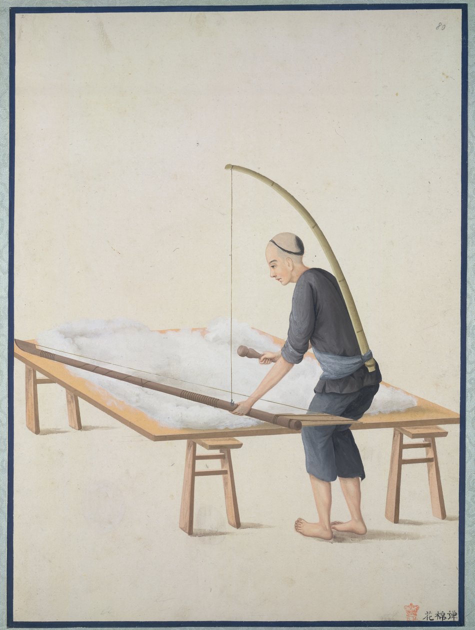 Fnugende bomuld, til dyner, ca. 1800 (akvarel på papir) af School Chinese