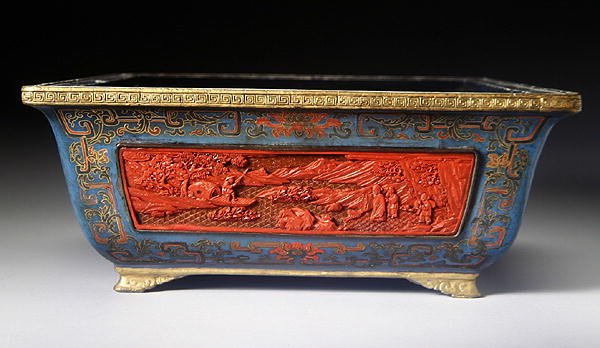 Jardiniere, Qianlong periode (1736-95) (lakeret træ) (se også 272176) af School Chinese