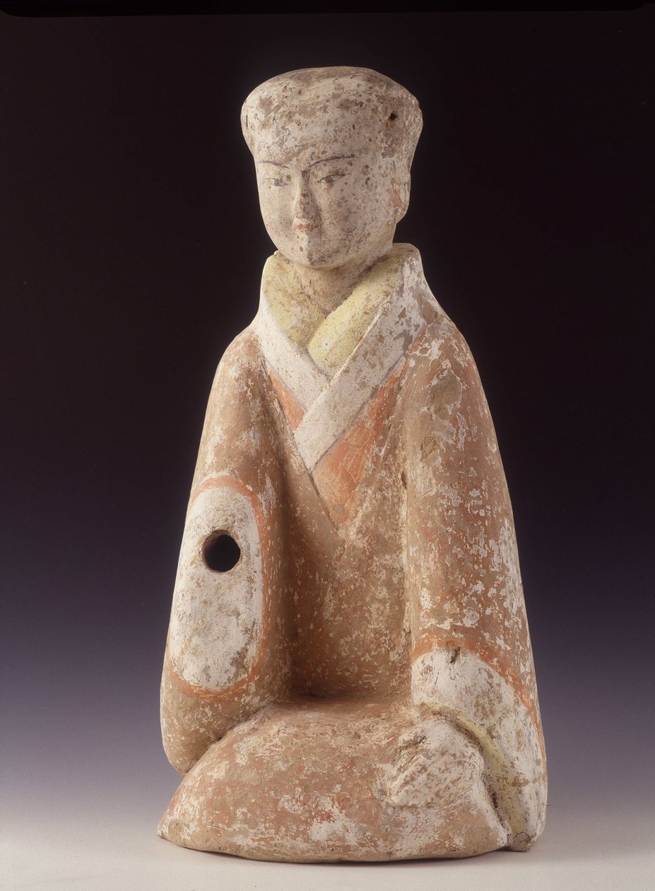 Hofdame. Kina, vestlige Han-æra (206 AV - 220 e.Kr.), 60 cm H. Terracotta-statuette. af School Chinese
