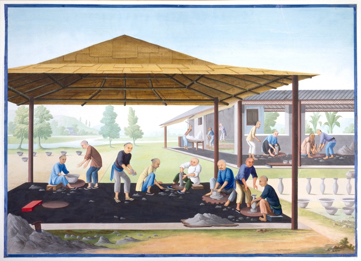 Modellering af vaser og skåle, ca. 1825 (gouache på papir) af School Chinese