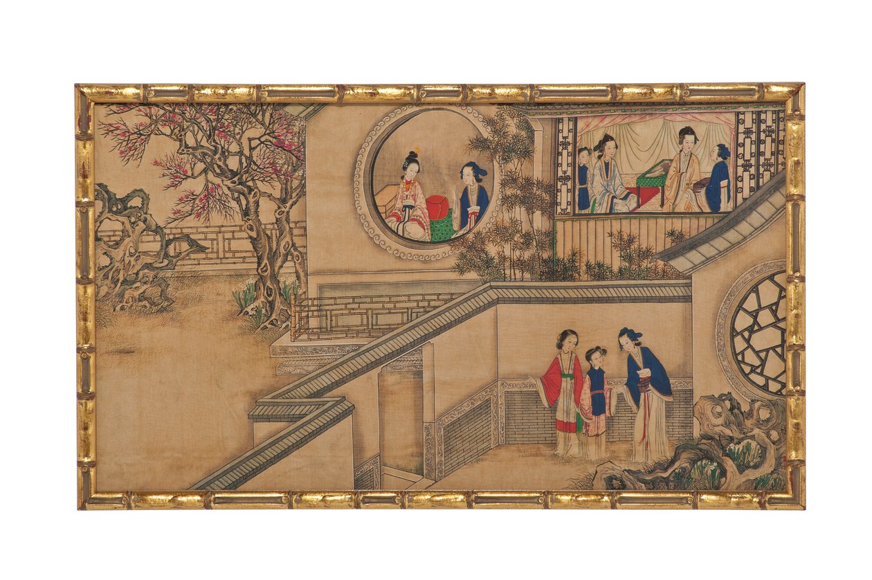 En af 24 scener fra Dream of the Red Chamber af School Chinese