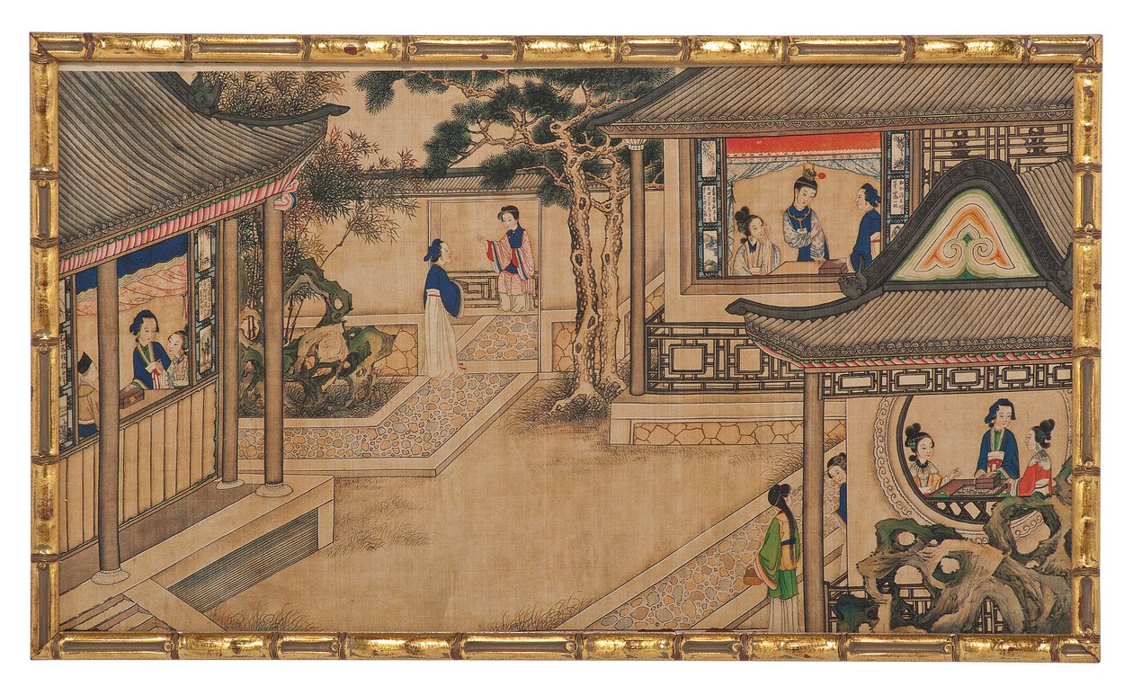 En af 24 scener fra Dream of the Red Chamber af School Chinese