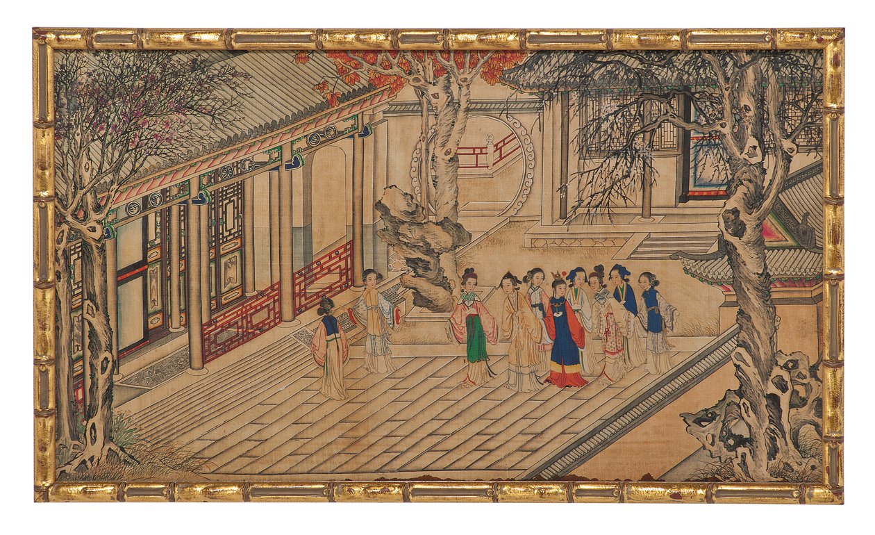 En af 24 scener fra Dream of the Red Chamber af School Chinese