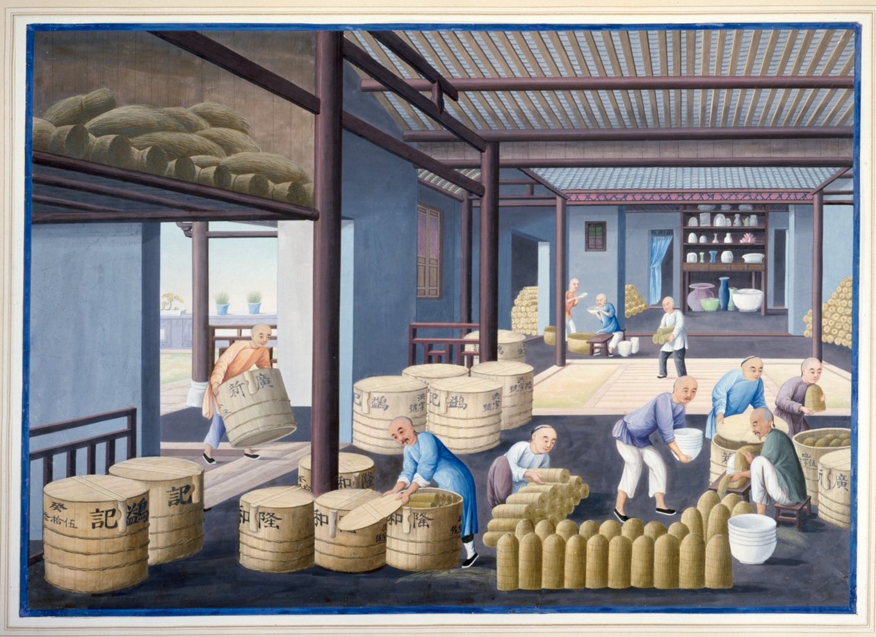 Packing the Porcelain, ca. 1825 (gouache på papir) af School Chinese