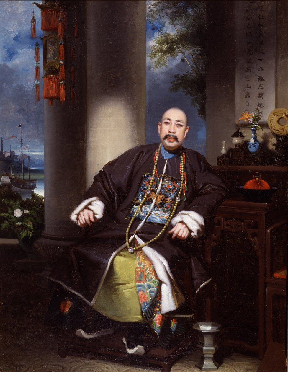Portræt af Mouqua, Lamqua, ca. 1840 (olie på lærred) af School Chinese