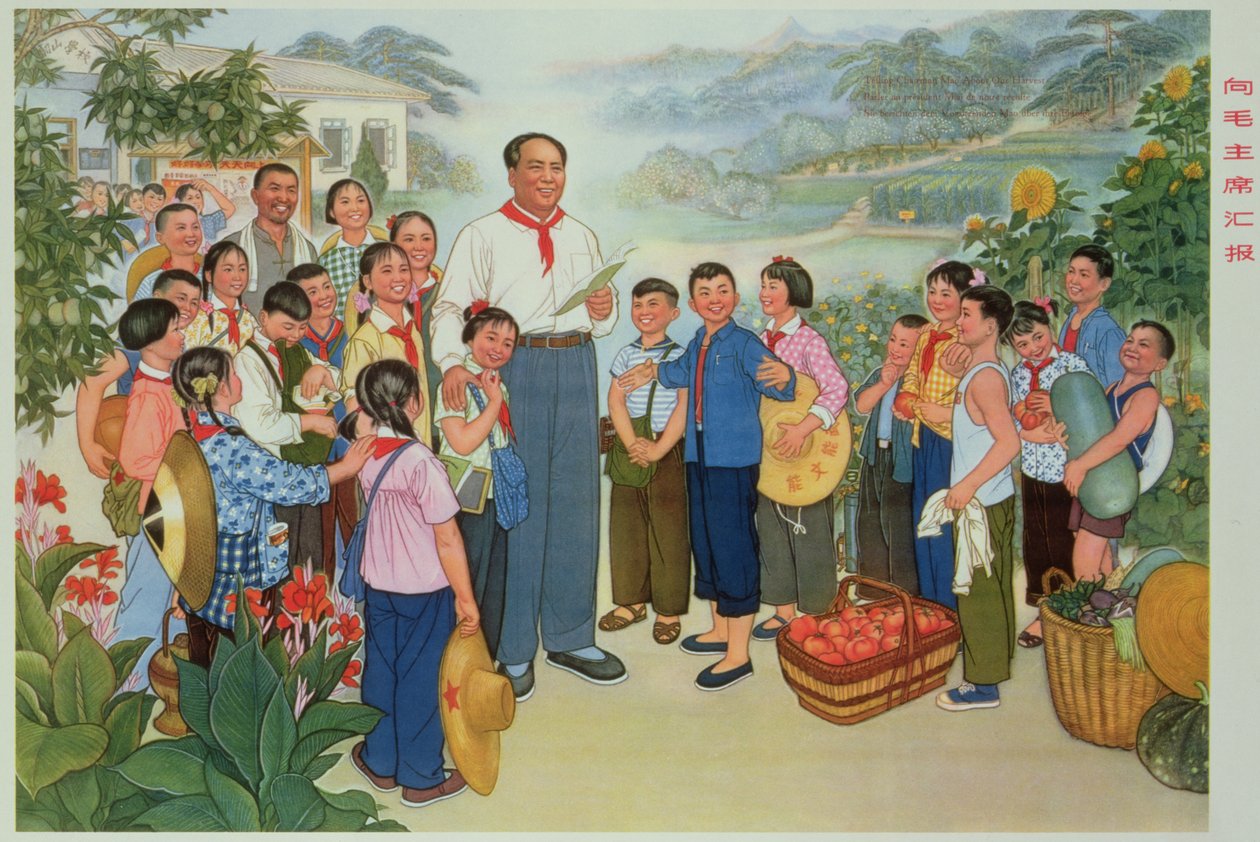 "Rapporter vores høst til formand Mao", propagandaplakat fra den kinesiske kulturrevolution af School Chinese