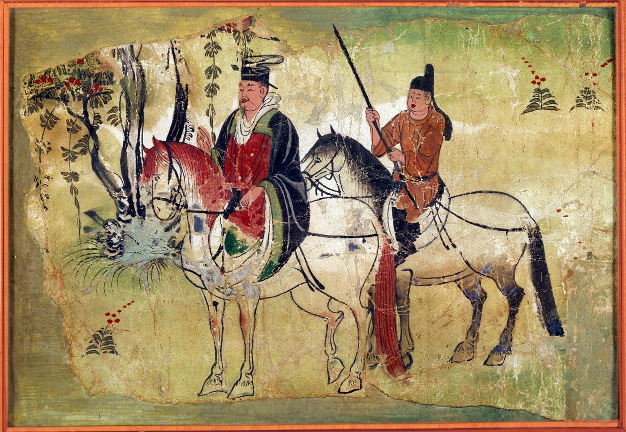 The Celestic Horses of Ferghana Tibetansk manuskript af Touen Houang af School Chinese