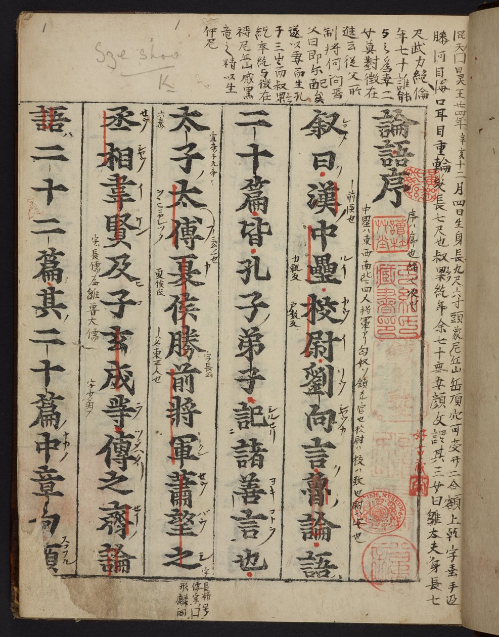 Titelside på Rongo 論語 eller 