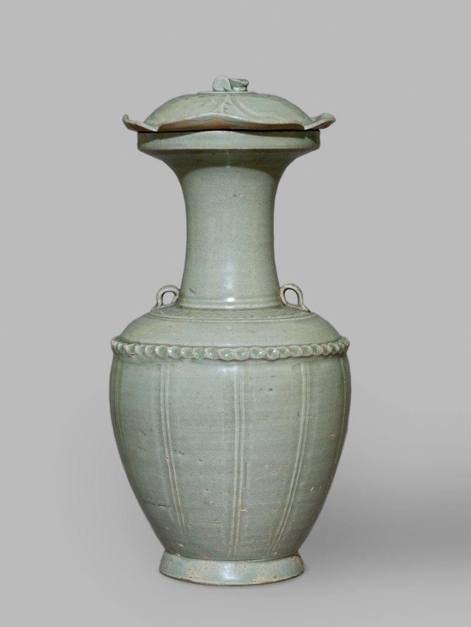 Vase med låg (greenware) af School Chinese