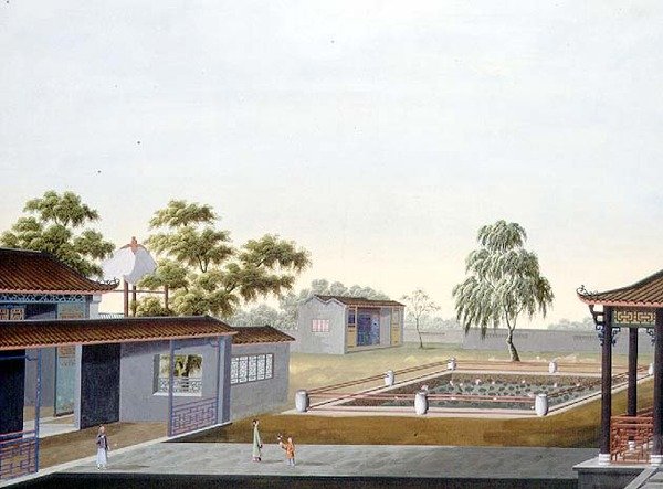 Walled Garden, ca. 1820-40 (akvarel på papir) af School Chinese