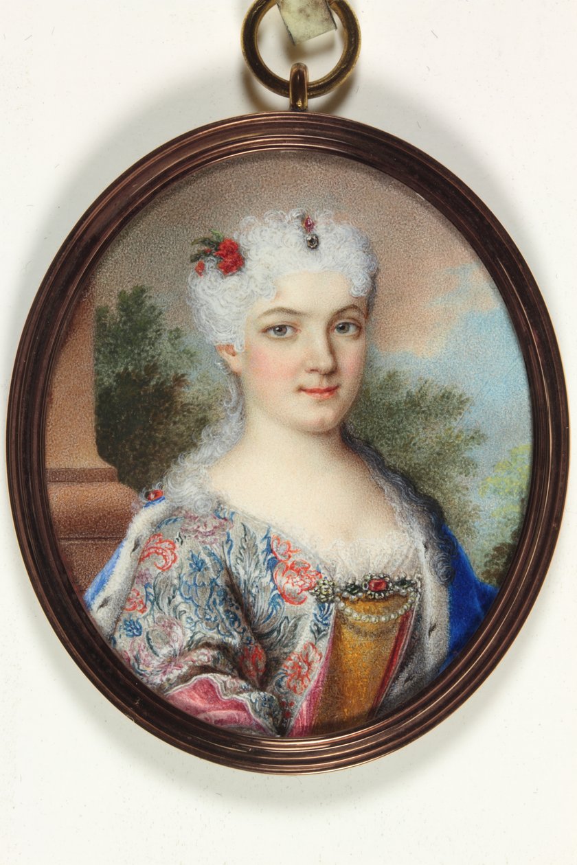 En dame ved navn Marie Leczinska (emalje) af School Continental